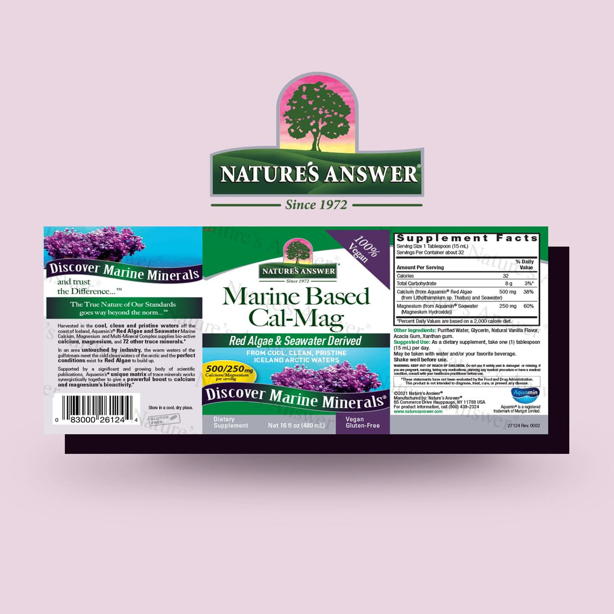 Nature's Answer Calcium Magnésium Marin 880g Vanille étiquette