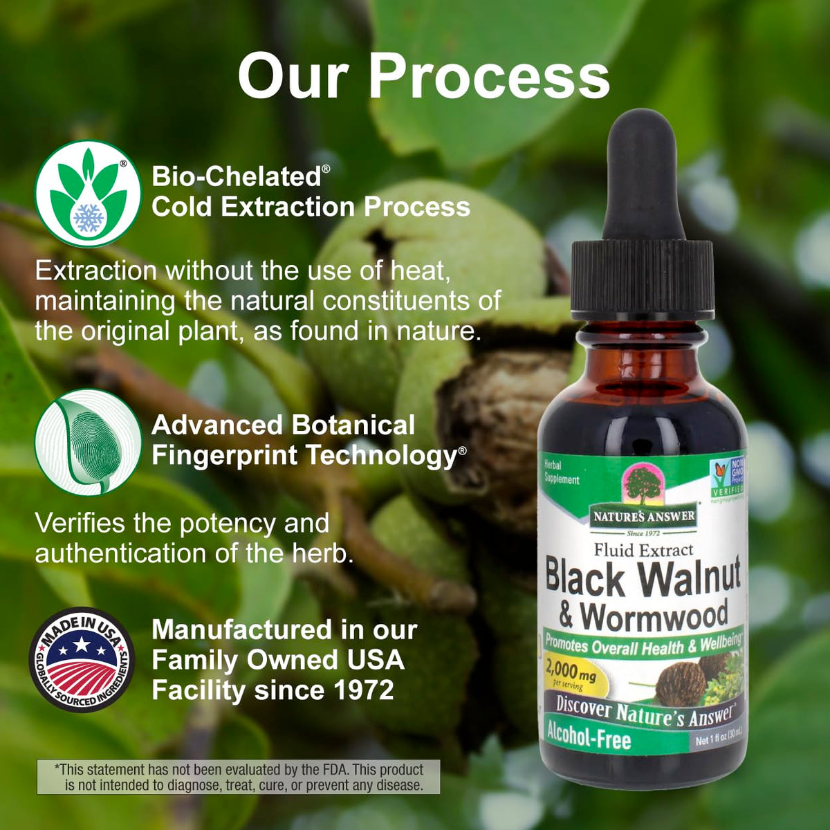 Nature's Answer Complexe Noix Noire et Armoise, arrière du produit
