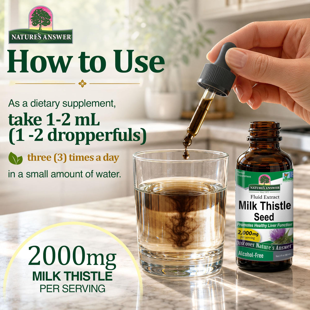 Nature's Answer Extrait de Chardon-Marie 2000 mg avec plantes