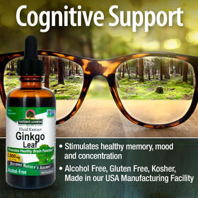 Nature's Answer Ginkgo Biloba sur fond naturel
