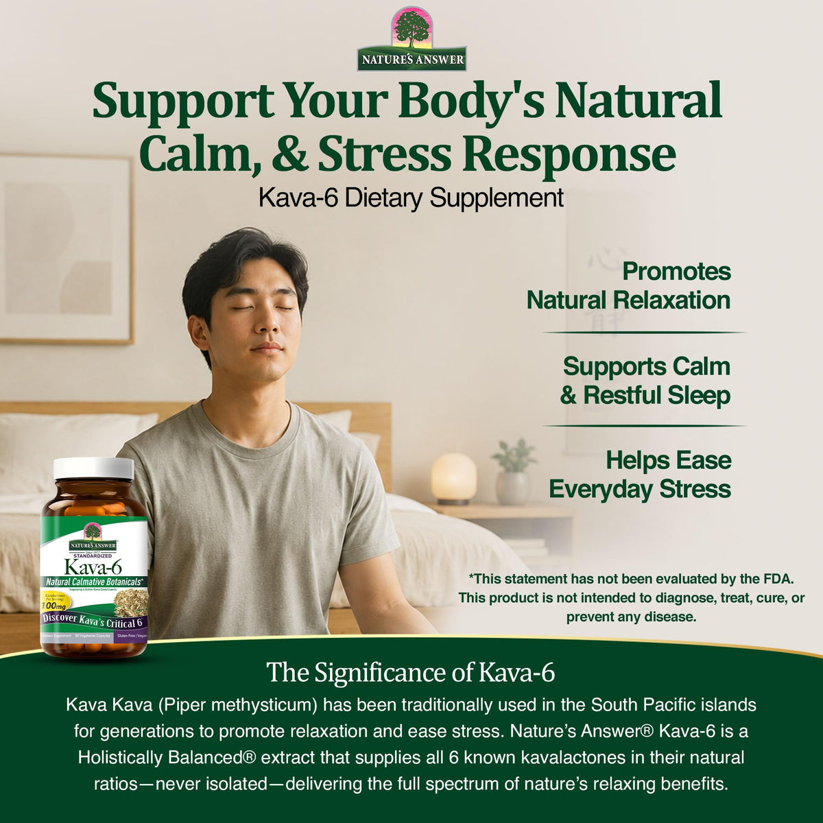 Nature's Answer Kava-6 Capsules sur une table en bois