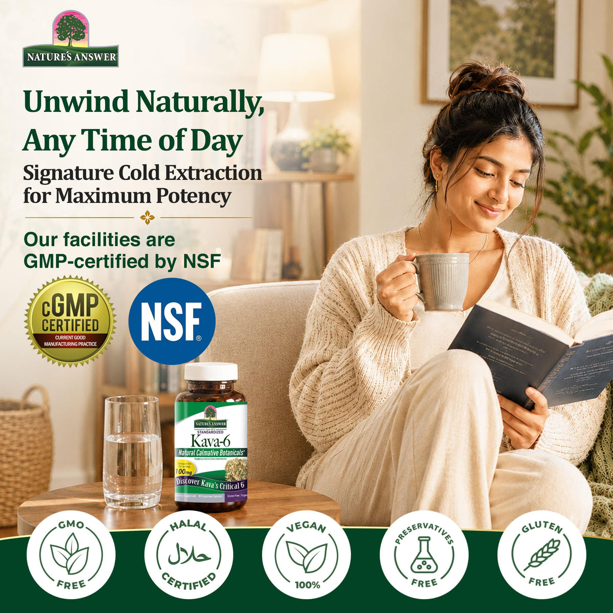 Nature's Answer Kava-6 Capsules Végétariennes, emballage