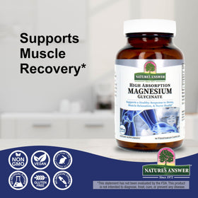 Nature's Answer Magnésium Glycinate, capsules sur une table en bois