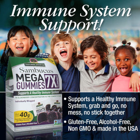 Nature's Answer Mega Gummies de Sureau avec étiquette nutritionnelle