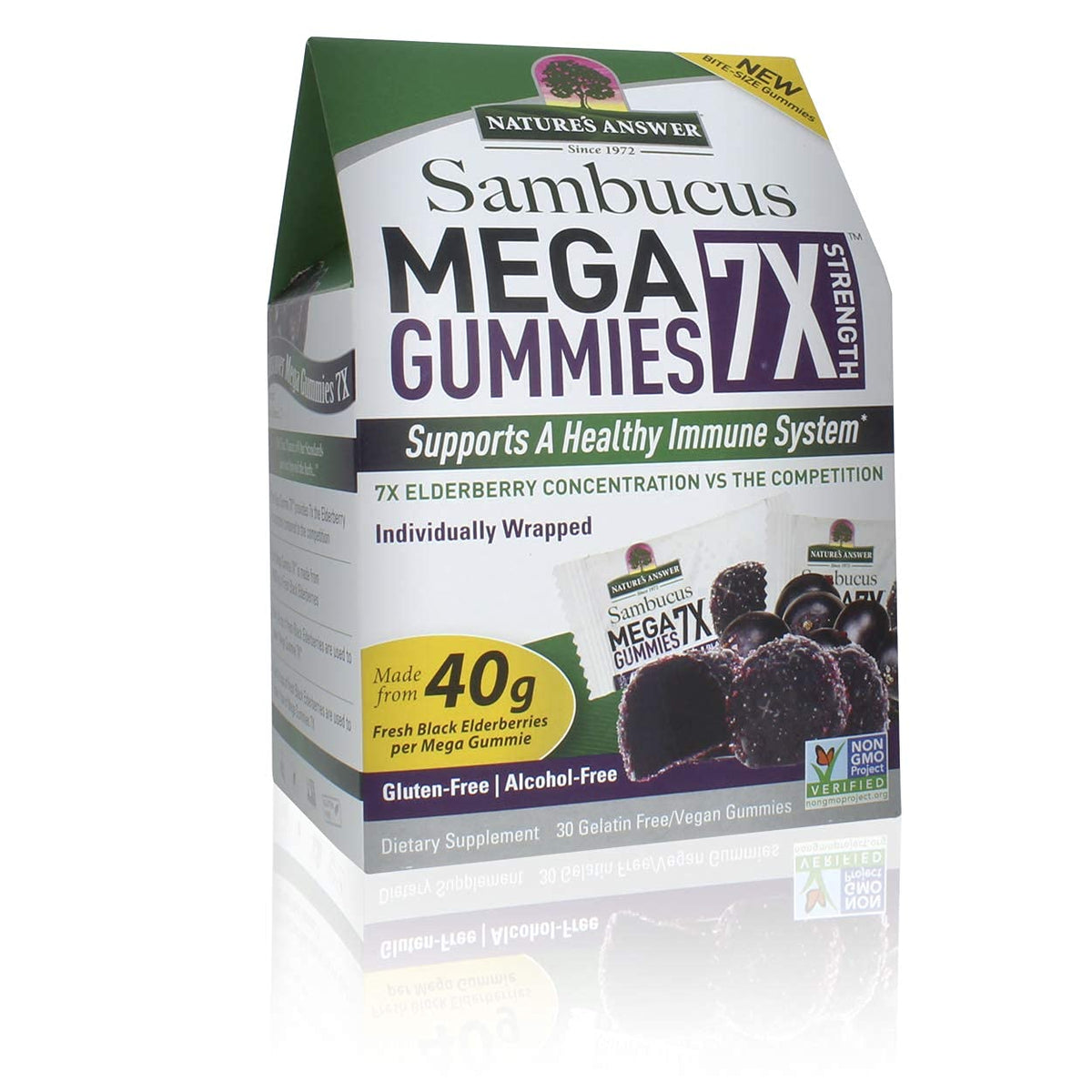 Nature's Answer Mega Gummies de Sureau emballage avant avec 30 gummies
