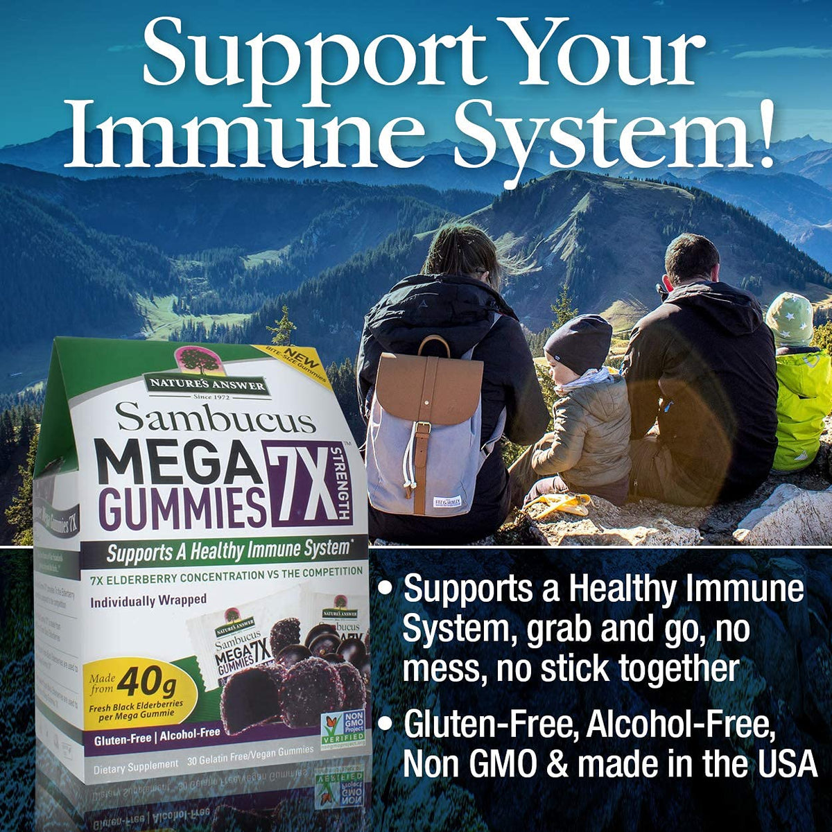 Nature's Answer Mega Gummies de Sureau gummies avec sureau noir frais