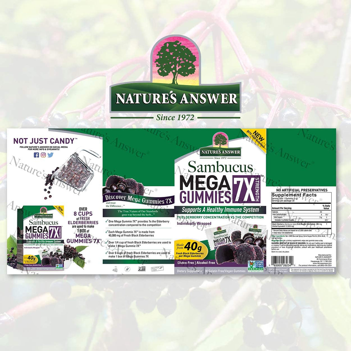 Nature's Answer Mega Gummies de Sureau gummies individuelles dans un paquet
