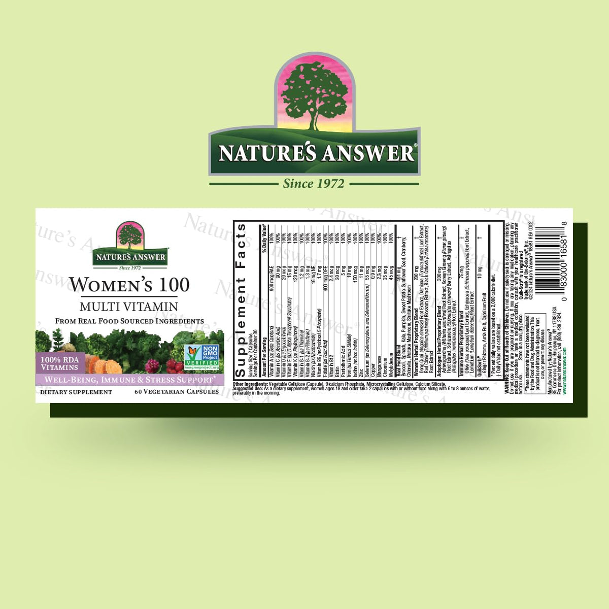 Nature's Answer Multivitamines 60 Capsules Végétariennes emballage