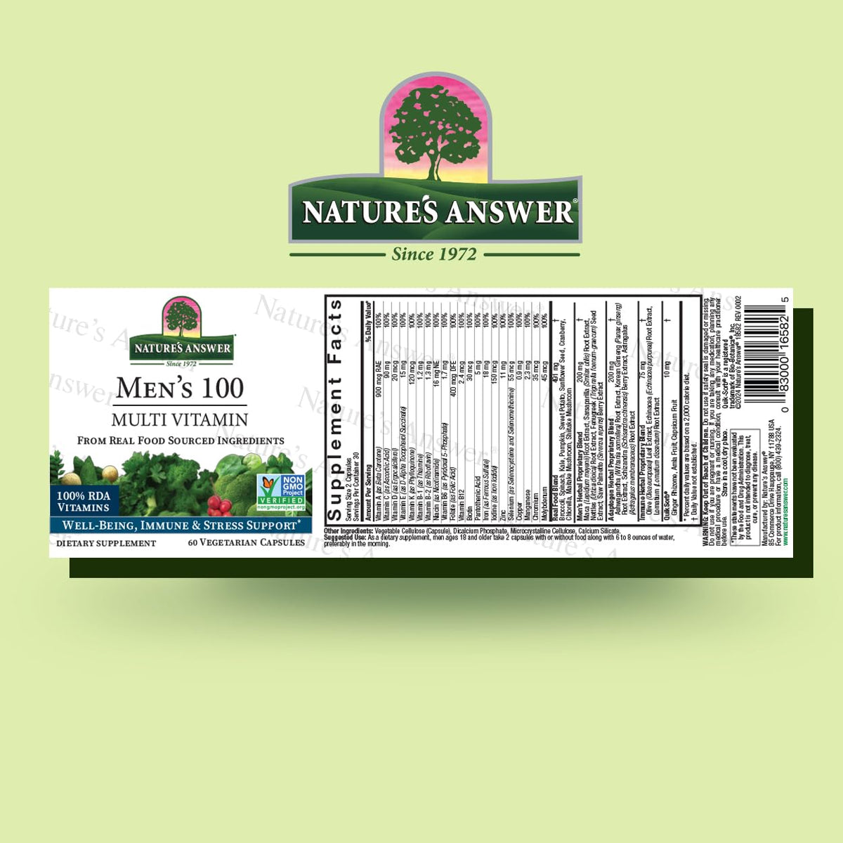 Nature's Answer Multivitamines pour Hommes 60 Capsules Végétariennes vue arrière