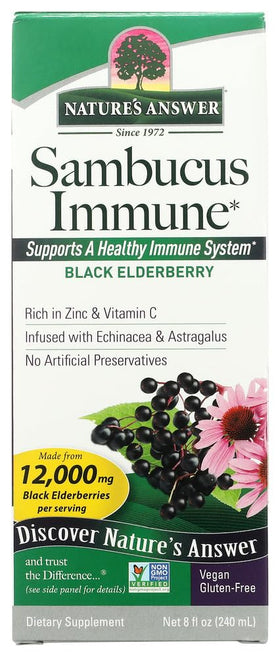 Nature's Answer Sambucus 8 oz bouteille en verre avec étiquette