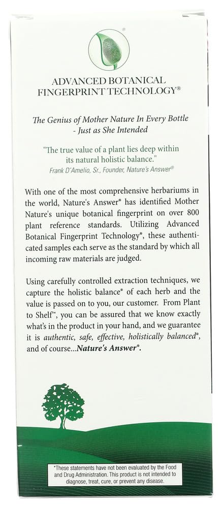 Nature's Answer Sambucus extrait de sureau noir avec ingrédients sur l'étiquette