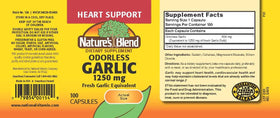 Nature's Blend Ail Odorless 1 250 mg 100 capsules avec étiquette et informations