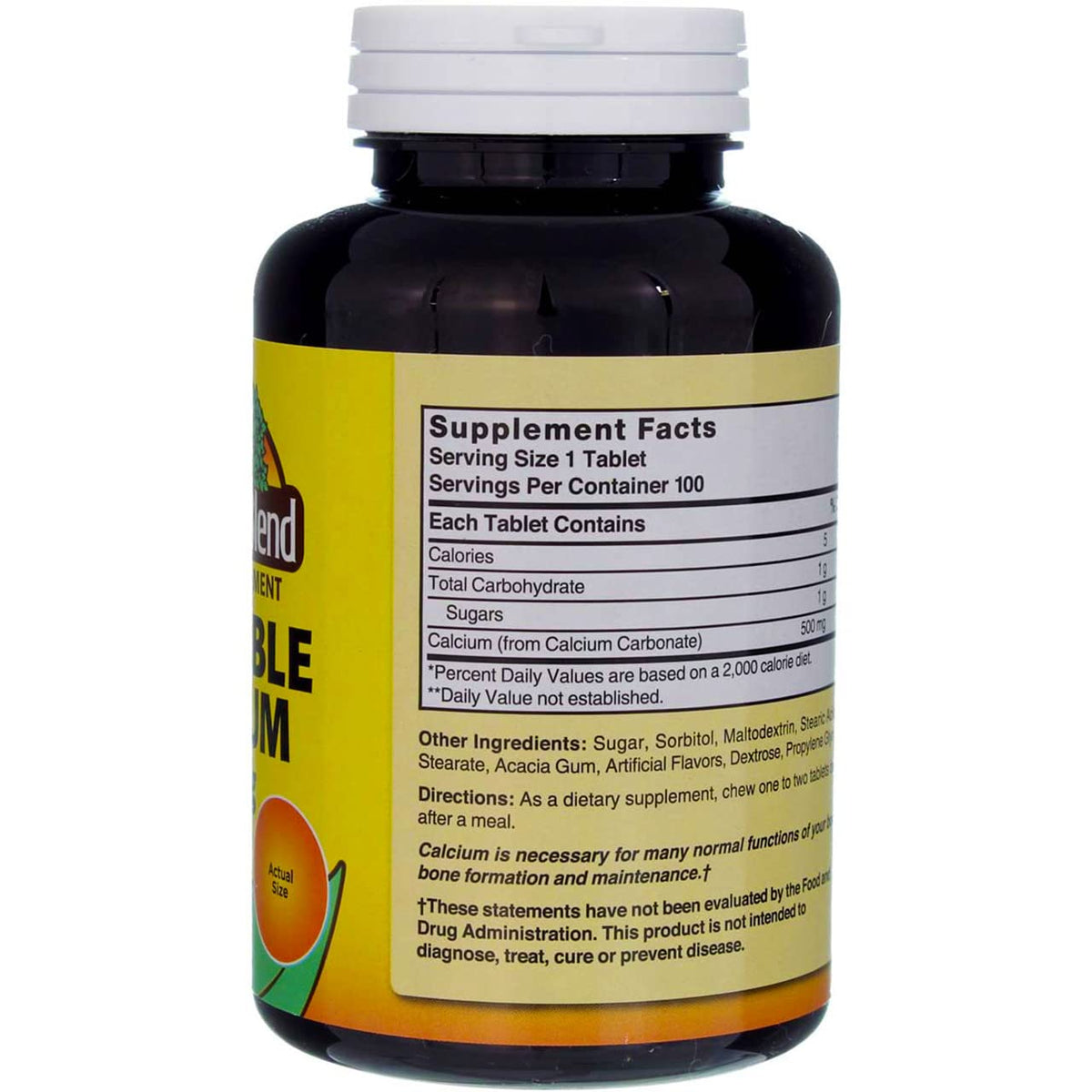 Nature's Blend Comprimés à Croquer Calcium Bavarian Cream 500 mg - dos de la boîte
