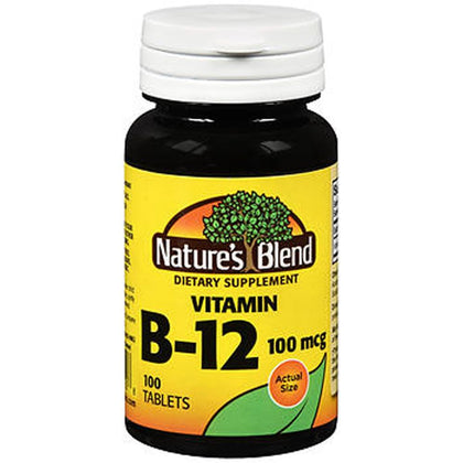 Nature's Blend comprimés de vitamine B12 100 mcg, 200 unités, vue avant