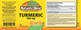 Nature's Blend Curcuma 500 mg 60 capsules vue de côté