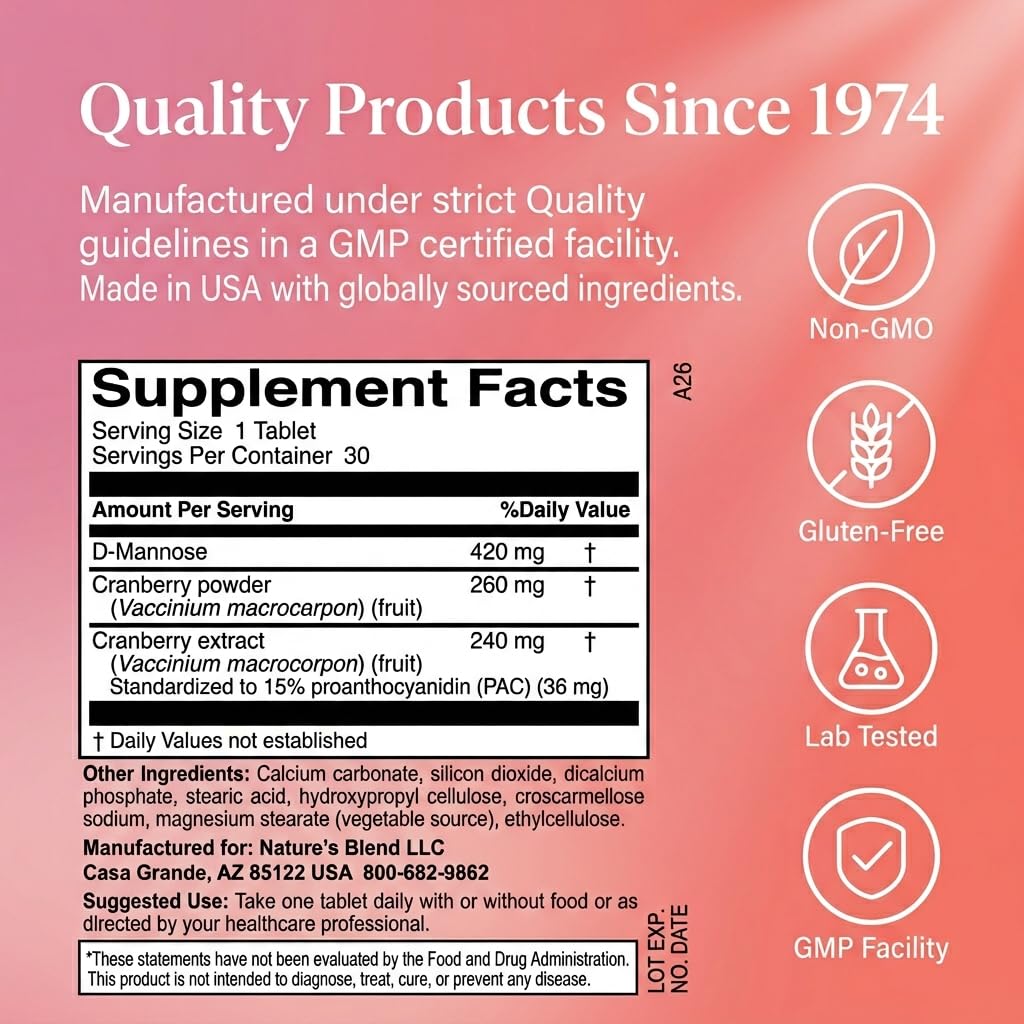 Nature's Blend D-Mannose 420mg comprimés côté