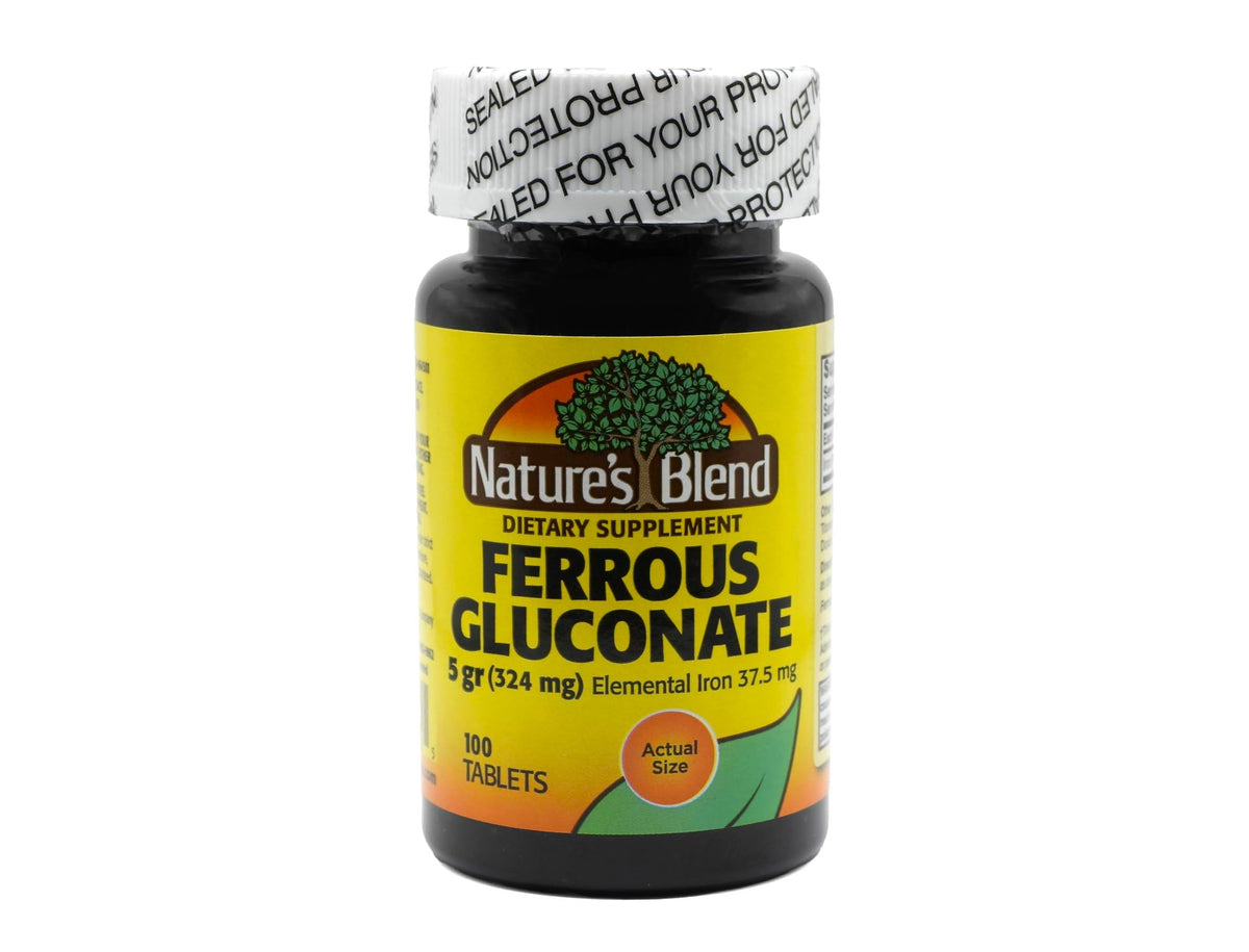 Nature's Blend Ferrous Gluconate 100 Tabs devant de l'emballage