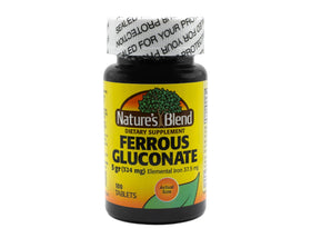 Nature's Blend Ferrous Gluconate 100 Tabs devant de l'emballage