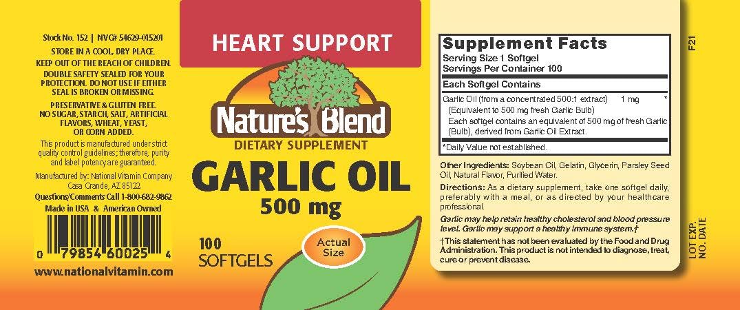 Nature's Blend Huile d'Ail 500 mg gélules molles packaging