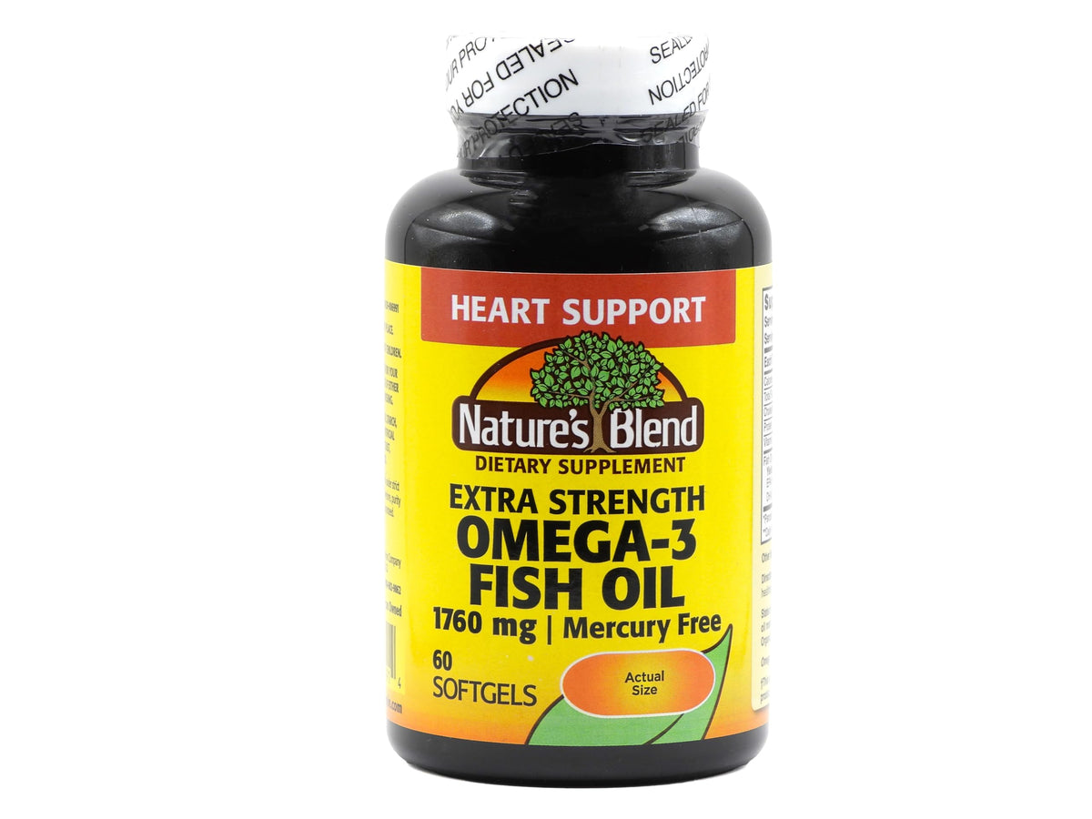 Nature's Blend Huile de Poisson 1760 mg Omega 3 60 gélules - vue de face