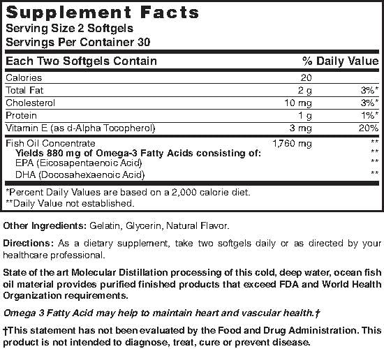 Nature's Blend Huile de Poisson 1760 mg Omega 3 - détails de l'emballage