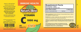 Nature's Blend Vitamine C 1000 mg 100 comprimés vue arrière