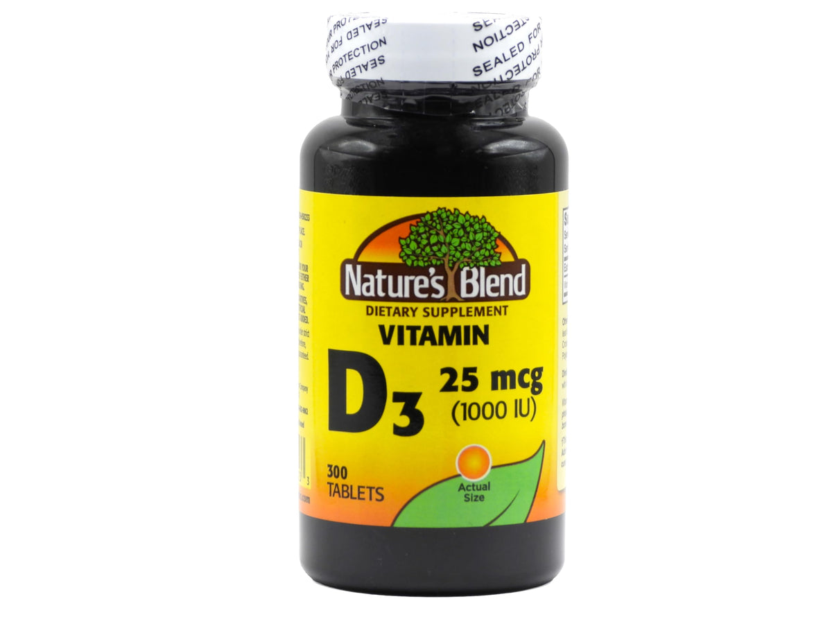 Nature's Blend Vitamine D3 1000 UI 300 comprimés emballage avant