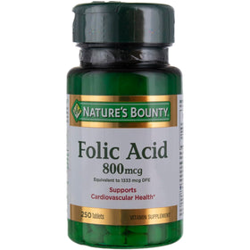 Nature's Bounty Acide Folique 800 mcg 250 comprimés vue avant