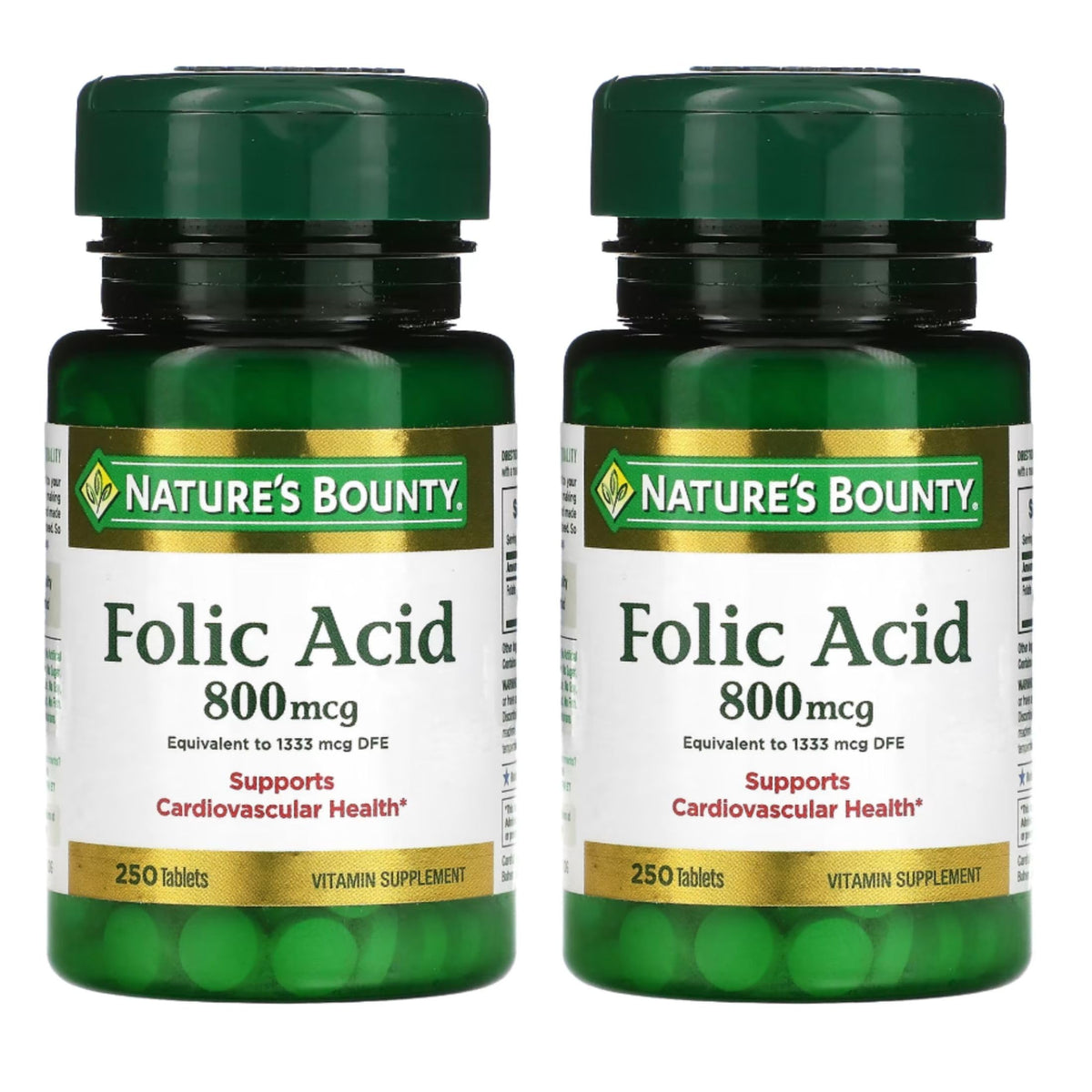 Nature's Bounty Acide Folique 800 mcg bouteille de 250 comprimés