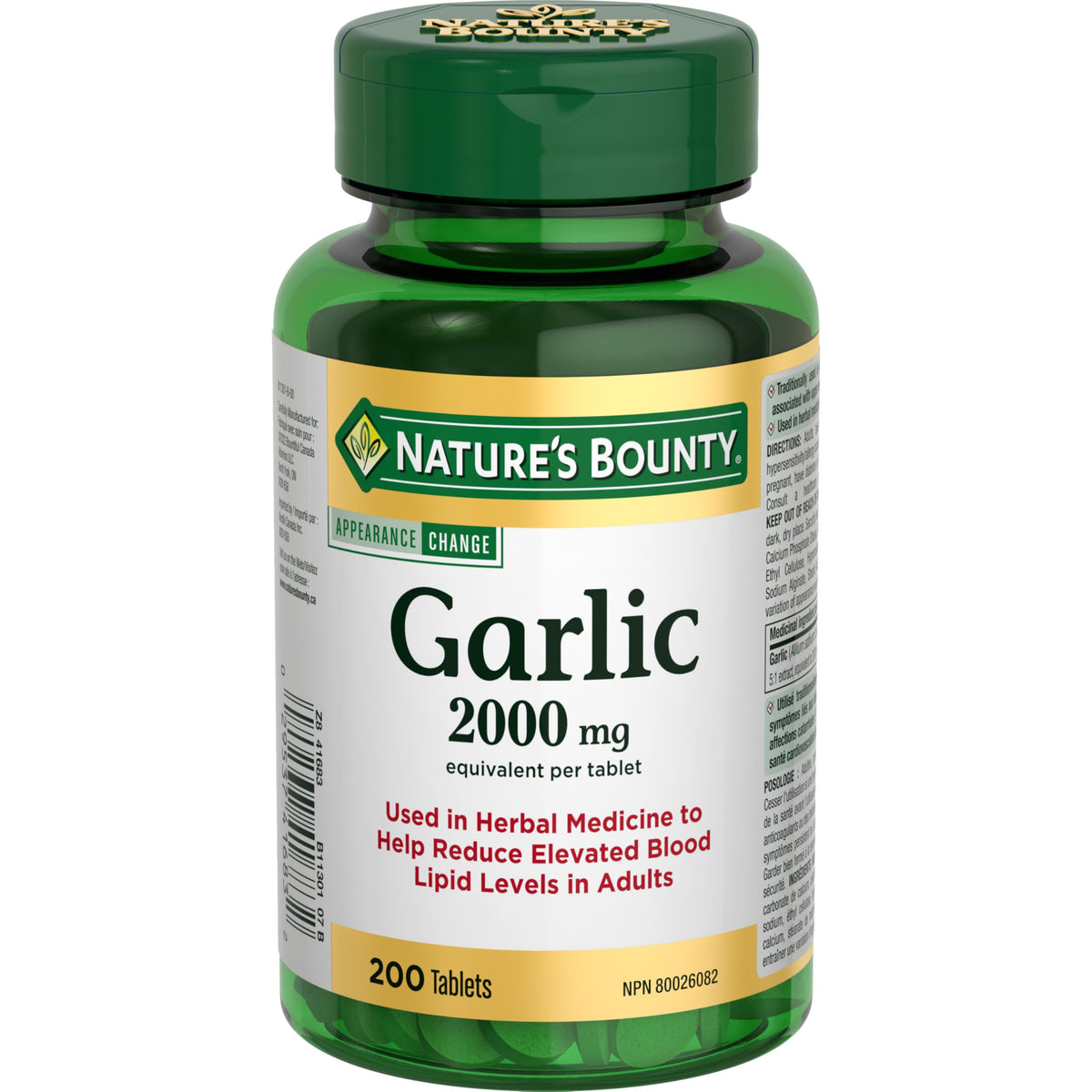 Nature's Bounty Ail 2000 mg, 200 comprimés, vue de face