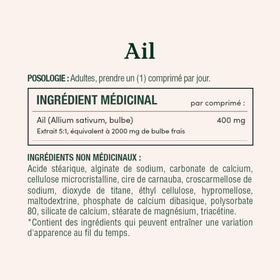 Nature's Bounty Ail 2000 mg, étiquette des ingrédients