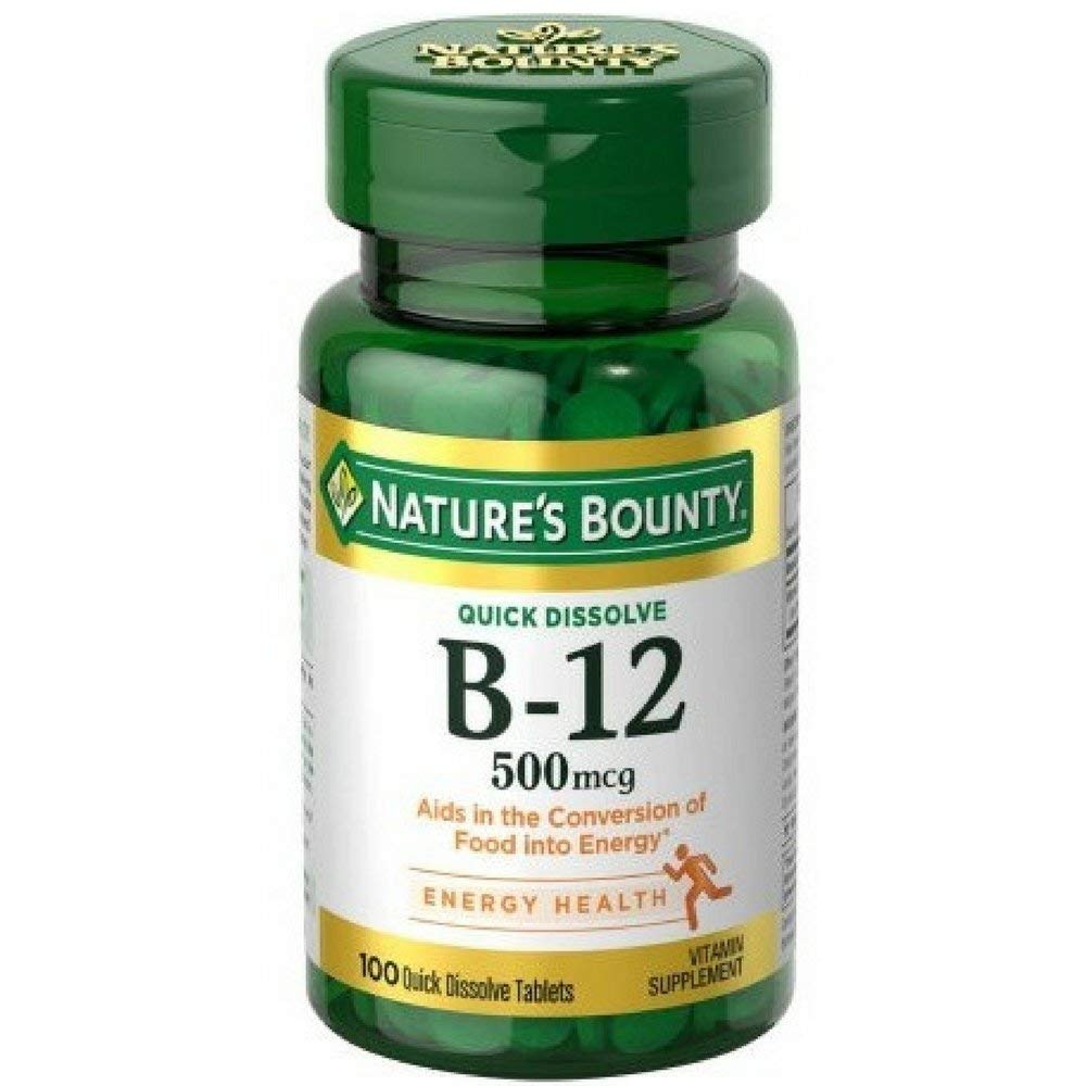 Nature's Bounty B-12 500 mcg Microlozenges boîte vue de face