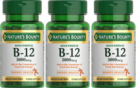 Nature's Bounty B-12 5000 mcg comprimés à dissolution rapide, vue de face