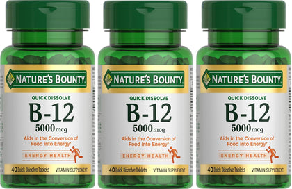Nature's Bounty B-12 5000 mcg comprimés à dissolution rapide, vue de face