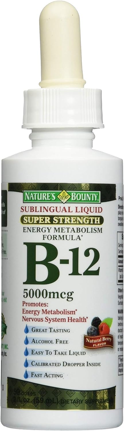 Nature's Bounty B-12 5000 mcg liquide sublingual vue avant