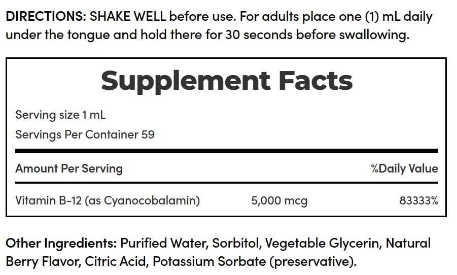 Nature's Bounty B12 Super Strength 5000mcg sur une table