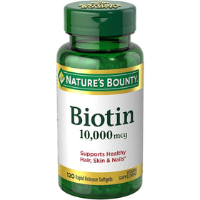 Nature's Bounty Biotine 10 000 mcg gélules à libération rapide, vue de face