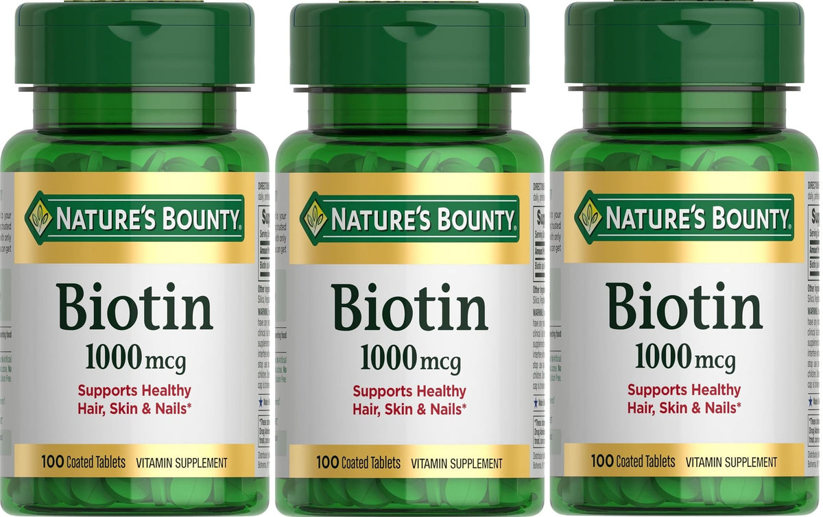 Nature's Bounty Biotine 1000 mcg comprimés au goût de fraise, pack de 3