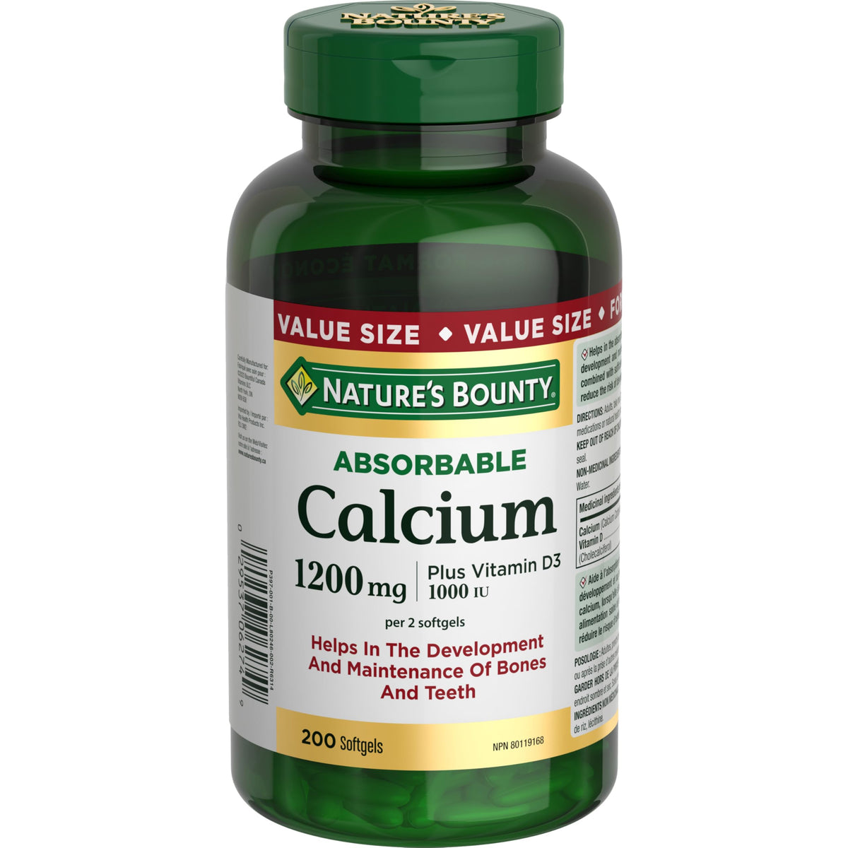 Nature's Bounty Calcium 1200mg gélules dans l'emballage