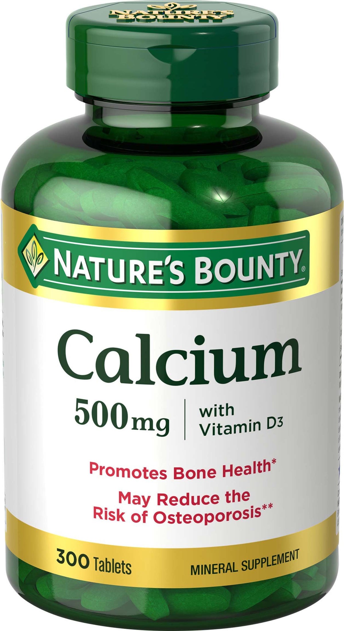 Nature's Bounty Calcium Plus 400 IU Vitamine D3 300 comprimés, vue de face