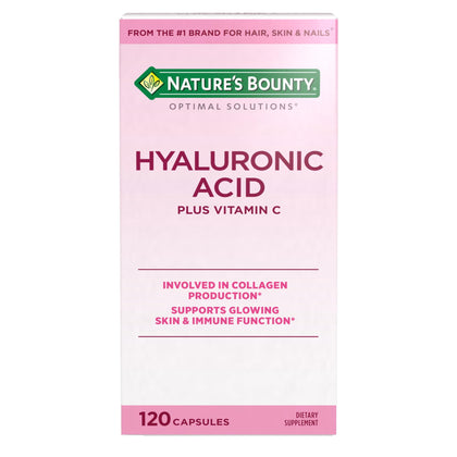 Nature's Bounty Complément Hyaluronique et Vitamine C 120 capsules vue de face