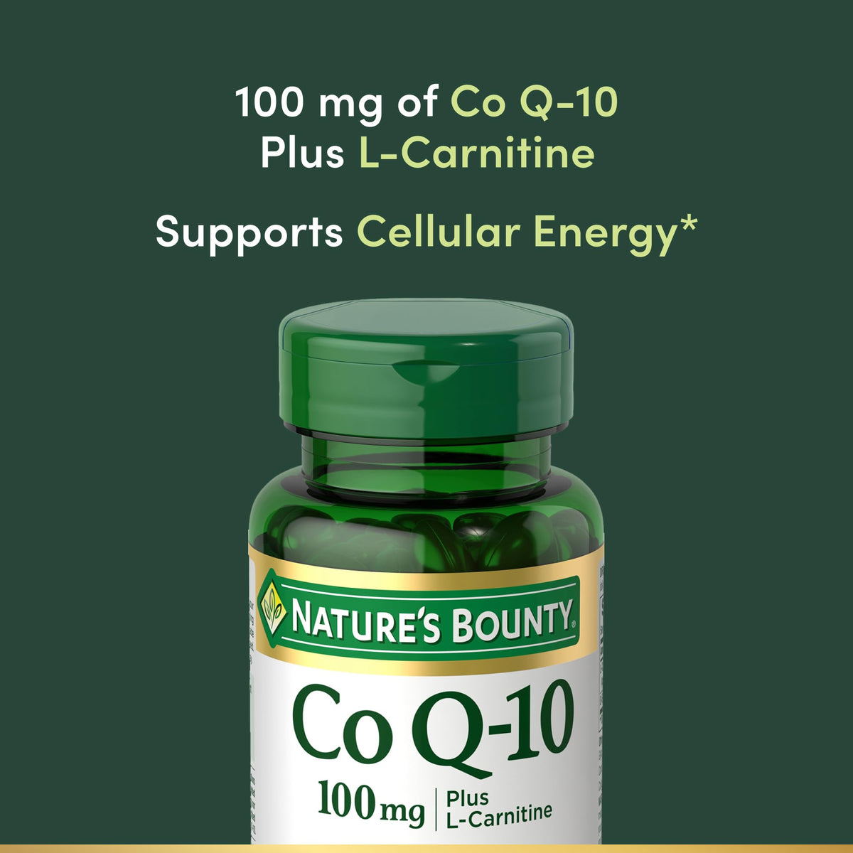Nature's Bounty CoQ10 100mg Plus L-Carnitine gélules côté