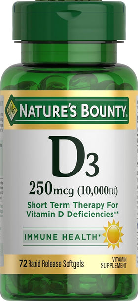 Nature's Bounty D3-10 000 UI Softgels pack de 4 vue de face