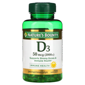 Nature's Bounty D3 2000 IU 240 gélules souples vue de face