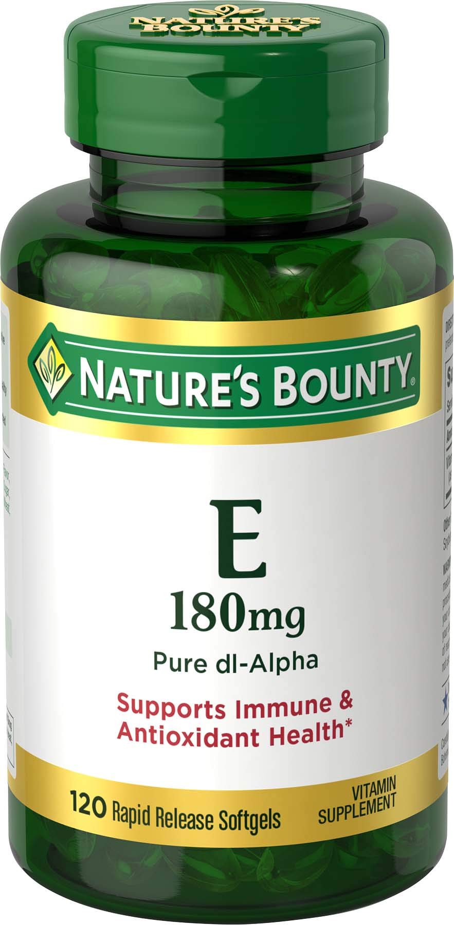 Nature's Bounty E-400 IU Vitamine E gélules molles avant