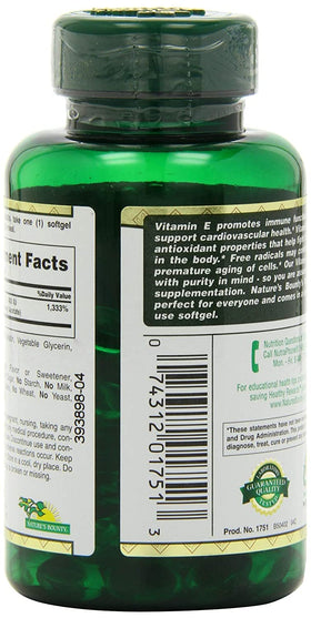 Nature's Bounty E-400 IU Vitamine E gélules molles côté