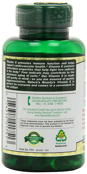Nature's Bounty E-400 IU Vitamine E gélules molles ouvertes
