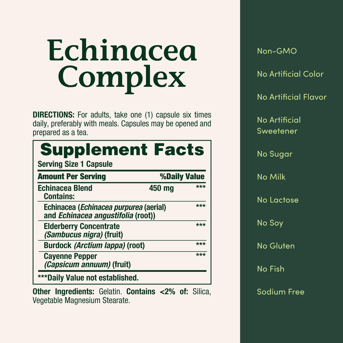 Nature's Bounty Echinacea Complex 450mg capsules opened for tea preparation