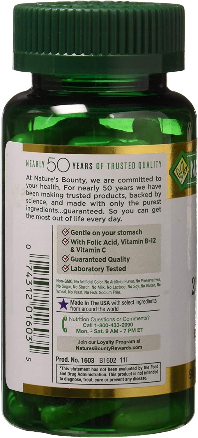 Nature's Bounty Fer 28 mg 90 capsules côté