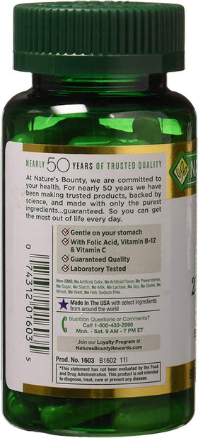 Nature's Bounty Fer 28 mg 90 capsules côté